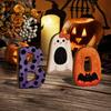 3Pcs/Set Wooden Halloween Statues, Letter Bat Pumpkin Ghost with Bowknot Deisgn, Halloween Desktop Ornaments, Holiday Party Decor & Scene Layout