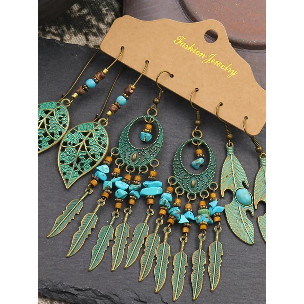 6PC Women's Fashion Bohemian Style Diversified Earrings Outdoor Travel Carnival Banquet Party Festival Dressing Gifts