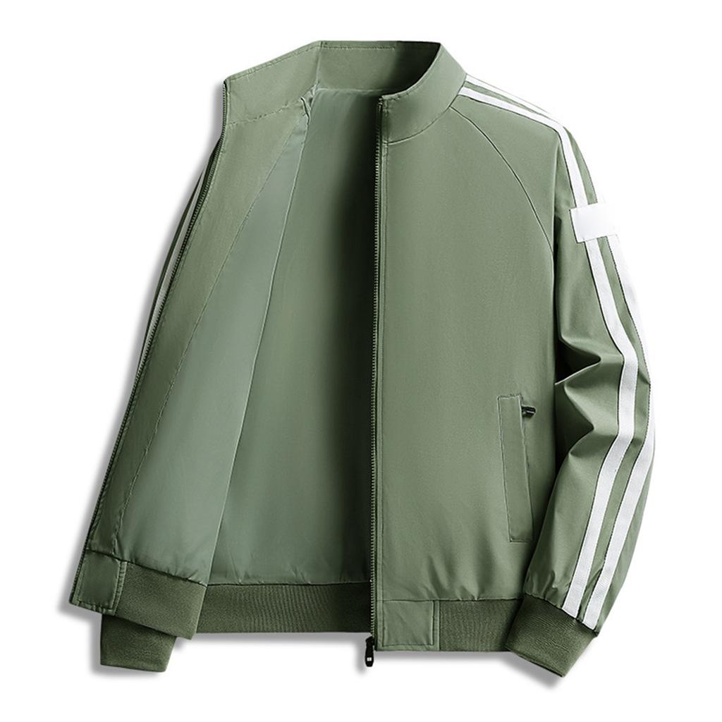 Men's Baseball Jacket Workwear Jacket Casual Sports Fashion Two-Stripe Top Coat