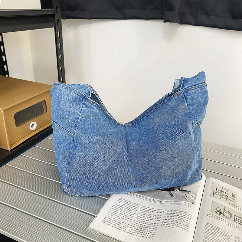 Denim Bag Women's Shoulder Shopping Bag College Student Large Capacity Class Bag