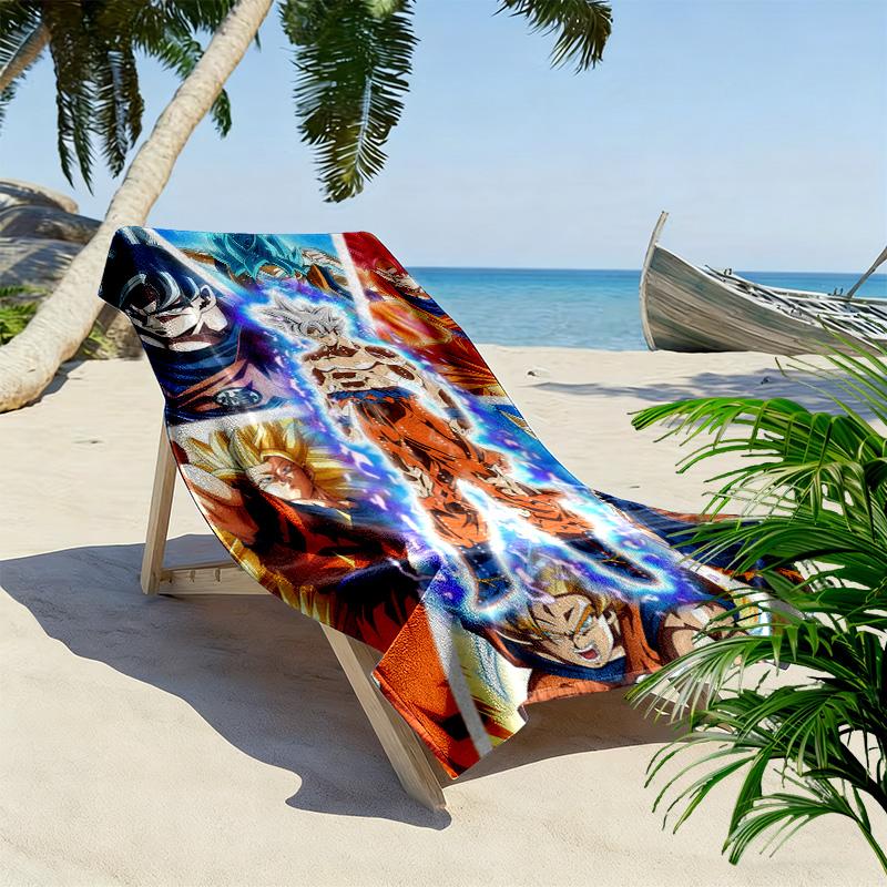 DRAGON BALL Print Beach Towel, Large Soft Quick Dry Towel for Beach Camping Swimming