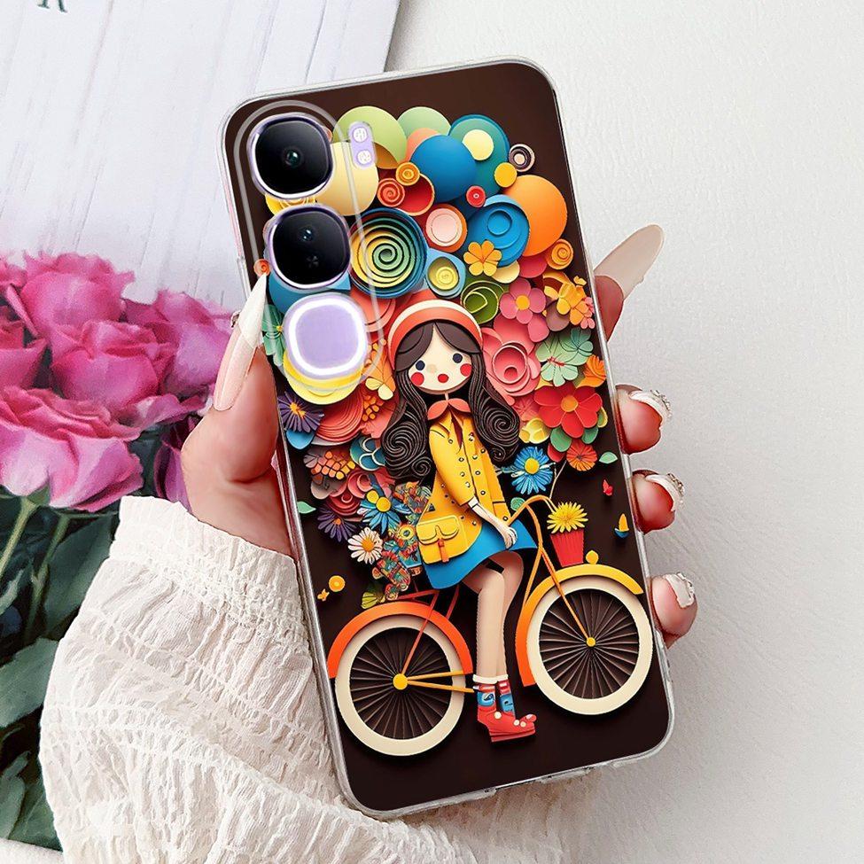 For Vivo V40 Lite 5G IDN Case V2417 Clear Cute Cat Fashion Butterfly Love Painted Soft Phone Case For Vivo V40 Lite 4G IDN Cover