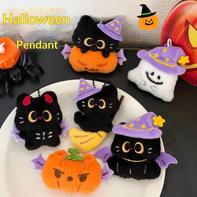Halloween Plüsch Schlüsselanhänger Kürbis Geist Schwarze Katze Süßes oder Saures Cartoon Tasche Anhänger Party Geschenke Schlüsselanhänger Zubehör