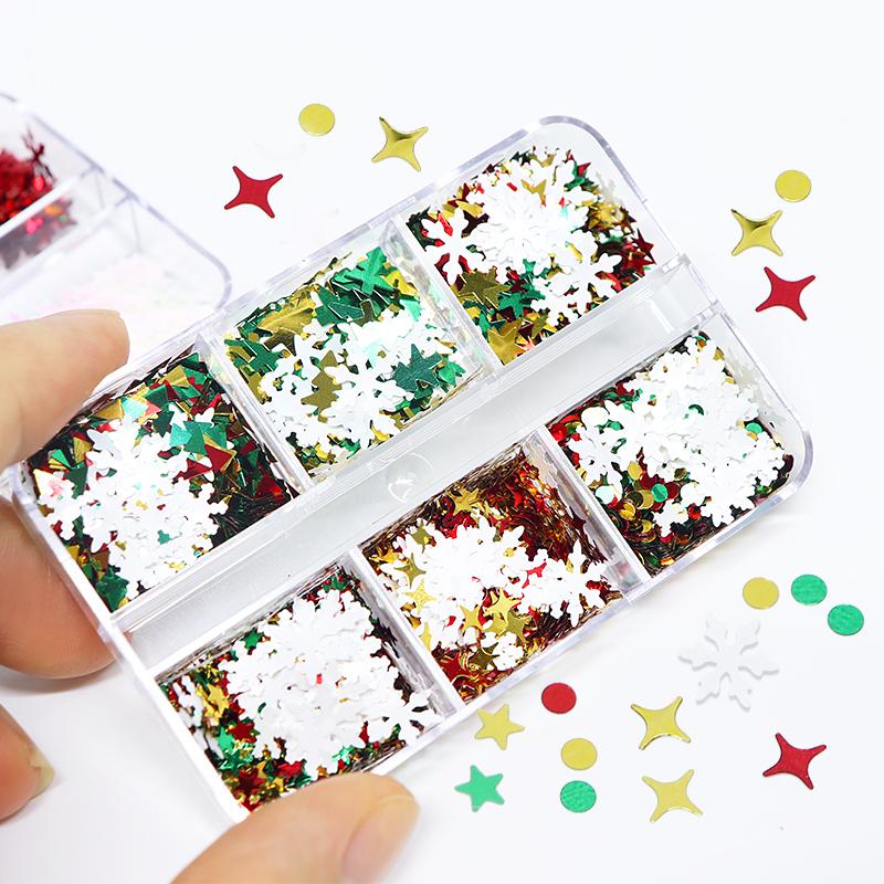 Snowflake Nail Art Flakes Slice Decoration Acrylic 3D Design Manicure Accessory For Mix Christmas Nails Charms Sequins Tips Kit