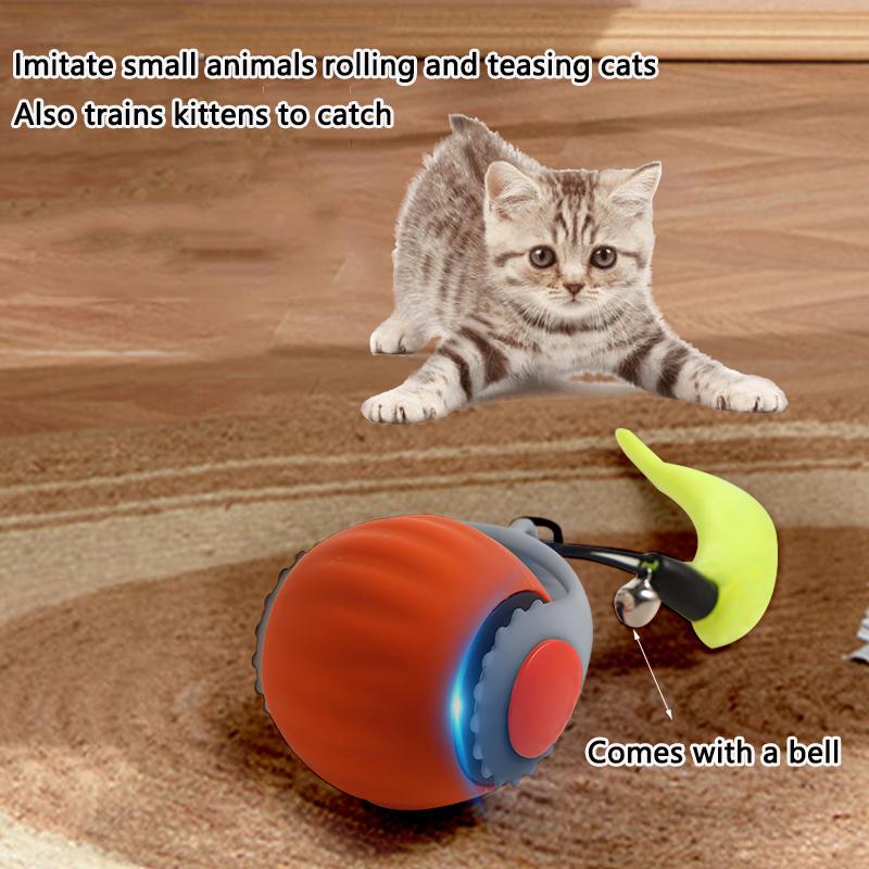 USB Charging Rolling Ball Cat Toy, Chewing Ball Toy, Sports Elastic Ball Cat Toy, Self Pleasure Soothing Tool