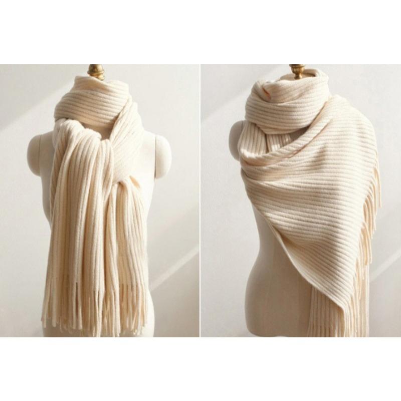 Schal Frauen Winter Student Neue Gestrickte Paar Verdickt Warme Weibliche Einfarbig Quaste Schals