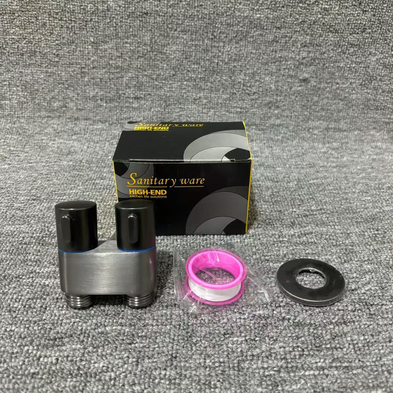 

Stainless steel household toilet spray gun one in two out toilet significant other toilet triangle valve booster nozzle flusher