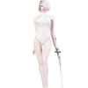 16 Scale Swimsuit Set, One-piece Leather Clothing, Fashion Trend Glue Body Tight High Fork Coat (white)