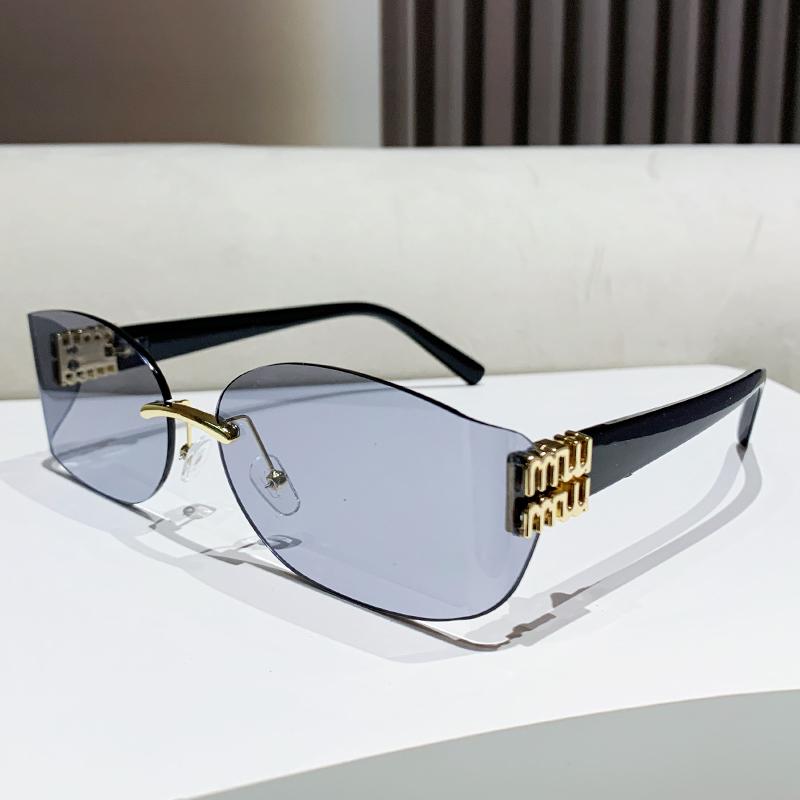 Новые безрамные солнцезащитные очки с УФ-защитой, модные очки высокого класса, персонализированные ретро-солнцезащитные очки 90301
