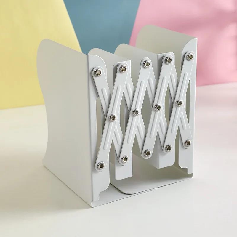 Adjustable Iron Desktop Bookends - Non-Slip Book Stand & Rack, Artistic Shelf Holder for School Stationery & Office Accessories
