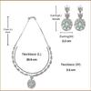 Rhodium-Plated Silver Toned Square & Circular Shaped American Diamond Studded Necklace with Earring Jewellery Set for Girls and Women