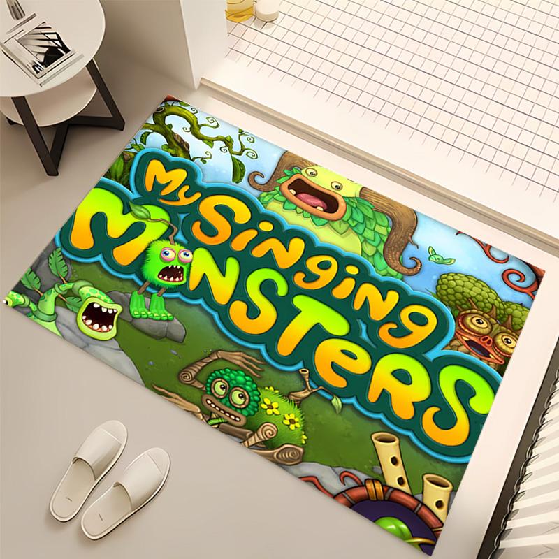 1pc My Singing Monsters Print Area Rug - Soft, Washable Non-Slip Indoor Mat, Living Room, Home Office Decorative Rug,Office Decorative