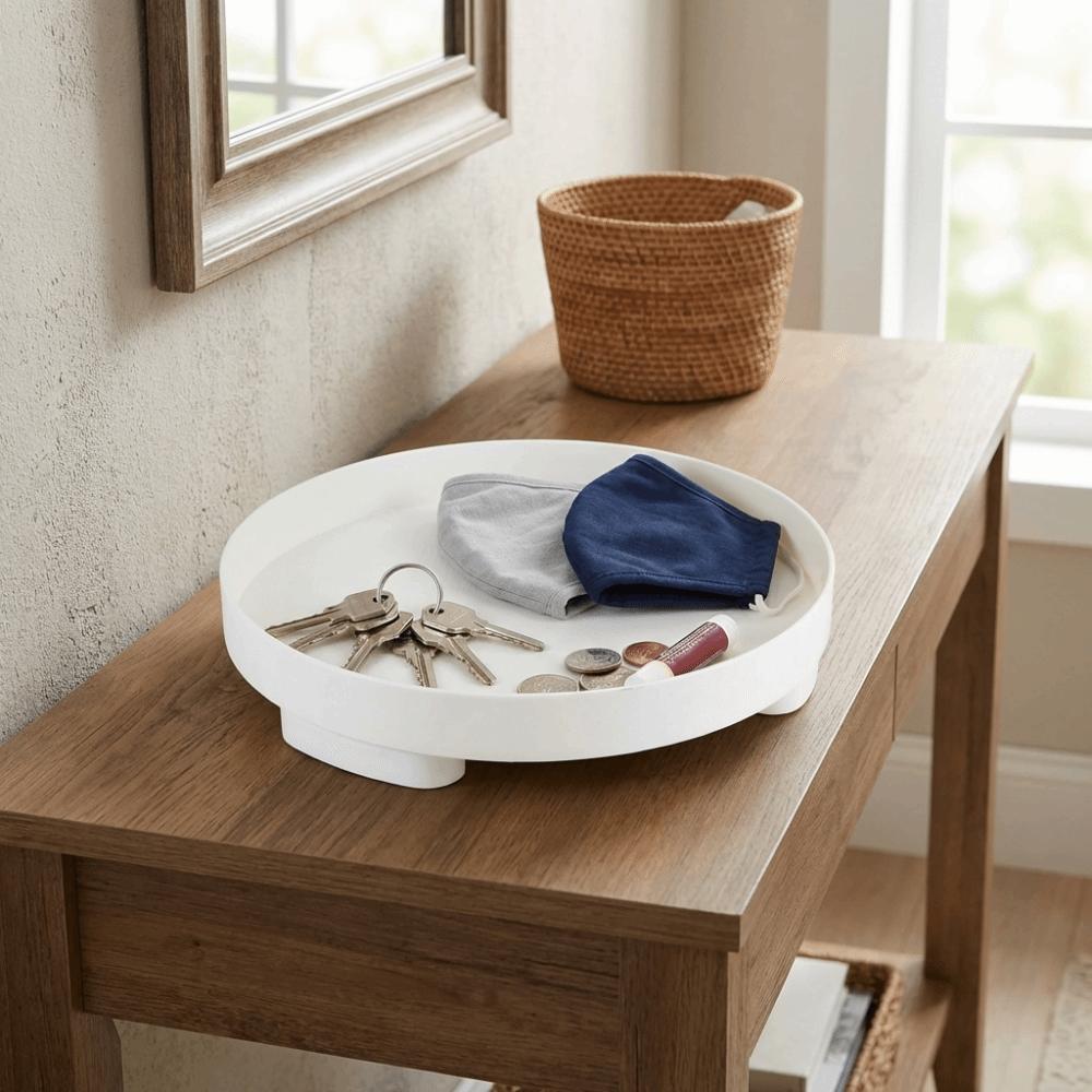 Nordic Style Round Storage Tray Plastic Perfume Holder Desktop Sundries Organizer Entrance Hall