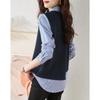 Spring Autumn New Polo-neck Vintage Striped Patchwork Shirt Ladies Long Sleeve Fake Two Pieces Casual Fashion Blouse Women's Top