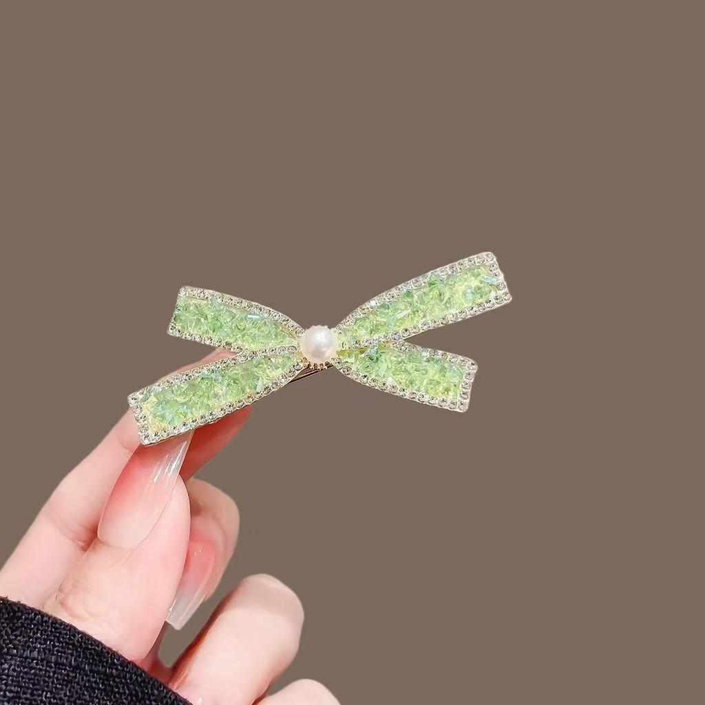 Luxury Crystal Bow Hairpin – Elegant Duckbill Clip for Women