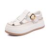 Baotou sandals summer new leather hollow woven muffin thick sole wear beach casual shoes