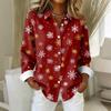 Women's Shirt Blouse Christmas Print Button Long Sleeve Casual Basic Shirt Collar Regular Top