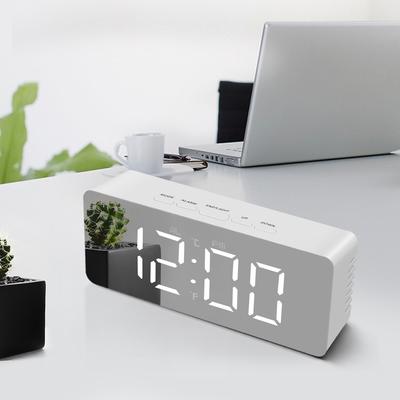 1Pcs Rectangle LED Mirror Display Time Desk Clock  Desktop USB Power Alarm Clock Home Decor Digital Desk Clock 14*3.5*55cm