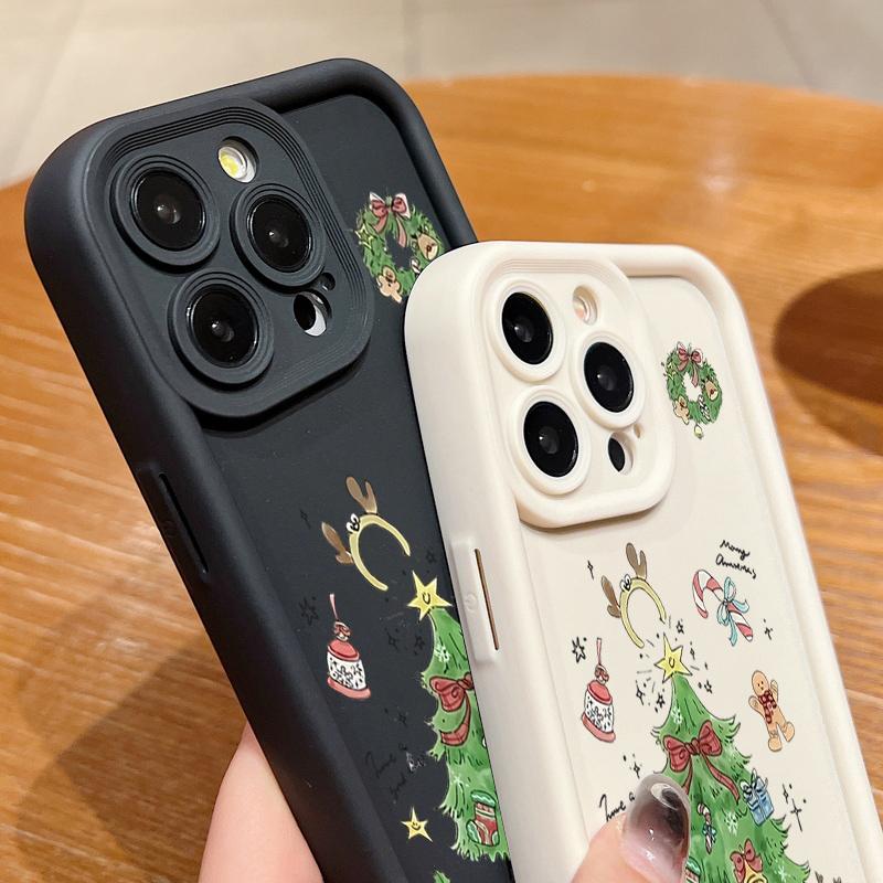 Christmas Tree TPU Phone Case For iPhone Air 16e 17 16 15 14 Pro Max 13 12 Pro 15 16 Plus Candy Color Silicone Soft Cover Fundas