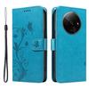 For Xiaomi Redmi A3/Poco C61 4G PU Leather Cases Flower Pattern Wallet Stand Phone Cover with Strap