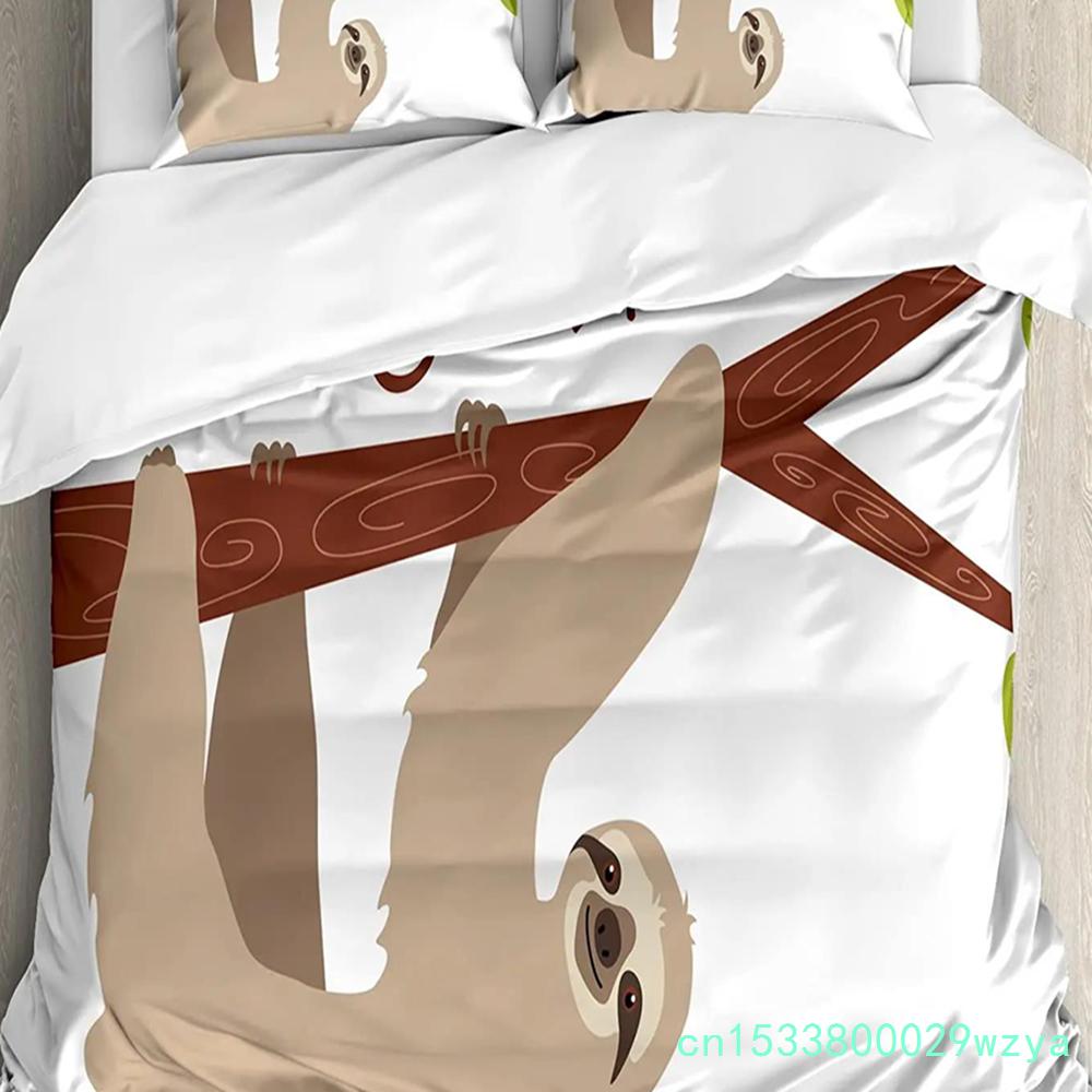 3pcs Bedding Set Cute Animal Sloth Home Textile Duvet Cover Pillow Case Boy Kid Teen Girl Bedding Covers Set