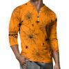 Men's Button-Down Contrast Raglan 3/4 Sleeve Top