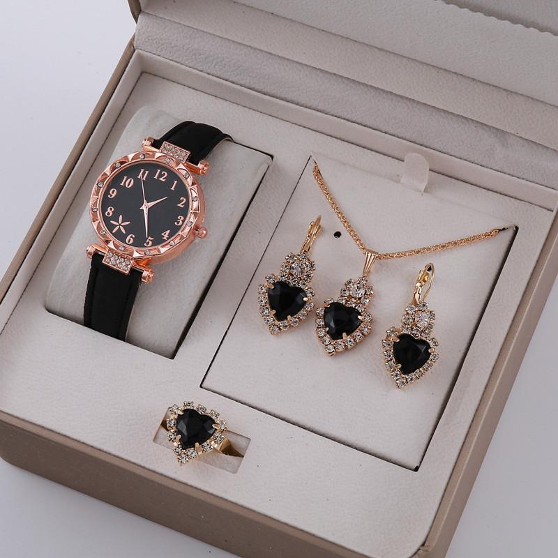 Stunning Teardrop Stainless Steel Quartz Watch Set Crystal Jewelry for Formal Event