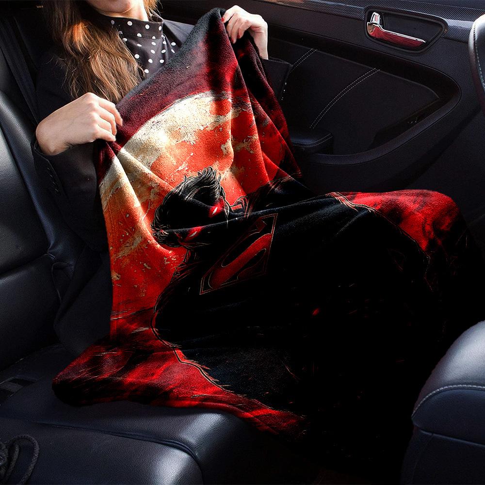 1pc Superman Red Moon Flannel Blanket - Soft Warm Throw for Home, Office, TravelL1371