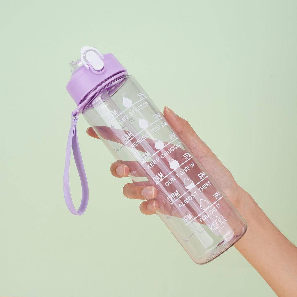 Gradient Color Large Capacity Leakproof Sports Water Bottle with Straw