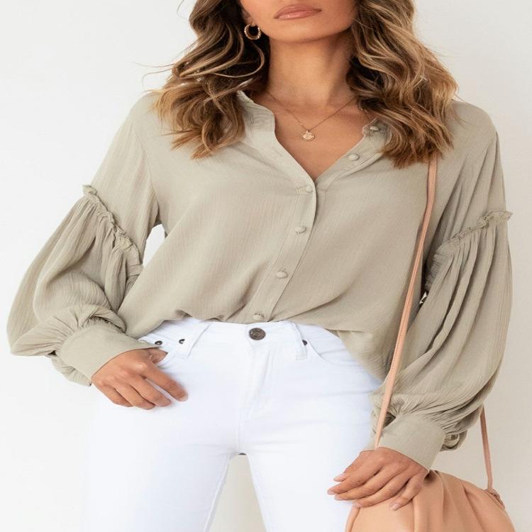 

Женская модная свободная рубашка с пышными рукавами и рюшами в стиле пэчворк S чёрный