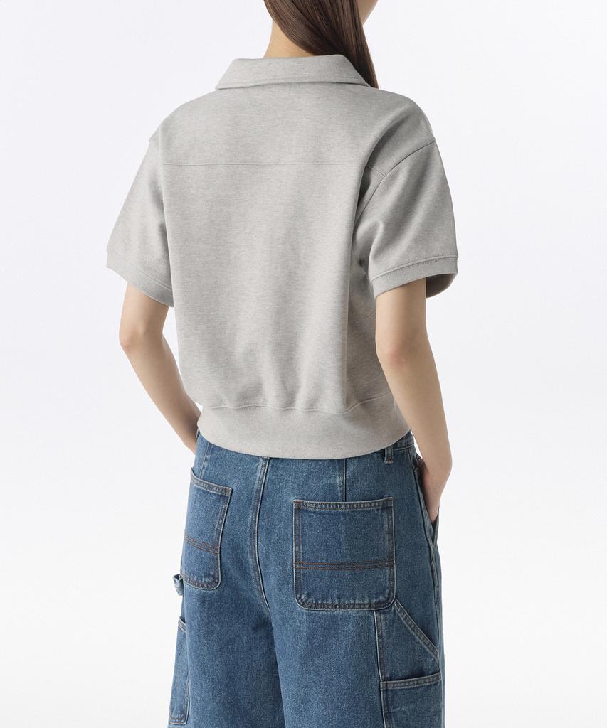 MUSINSA STANDARD WOMAN Women'S Double Knit Collared Short Sleeve Sweatshirt [Medium Grey]