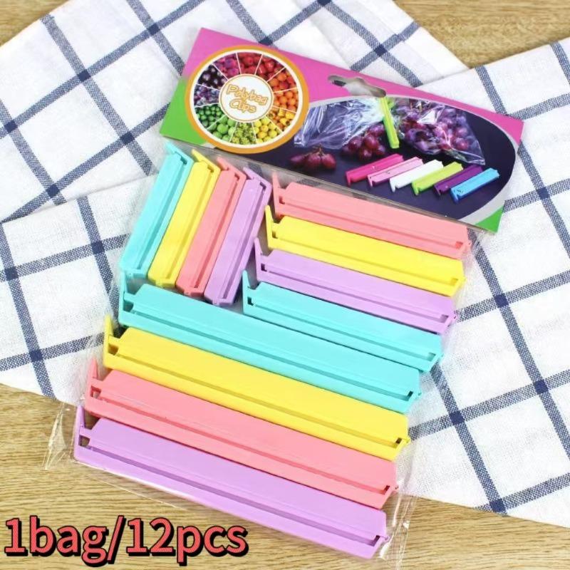 

12pcs/set Portable New Kitchen Storage Food Snack Seal Sealing Bag Clips Sealer Clamp Plastic Tool Kitchen Accessories