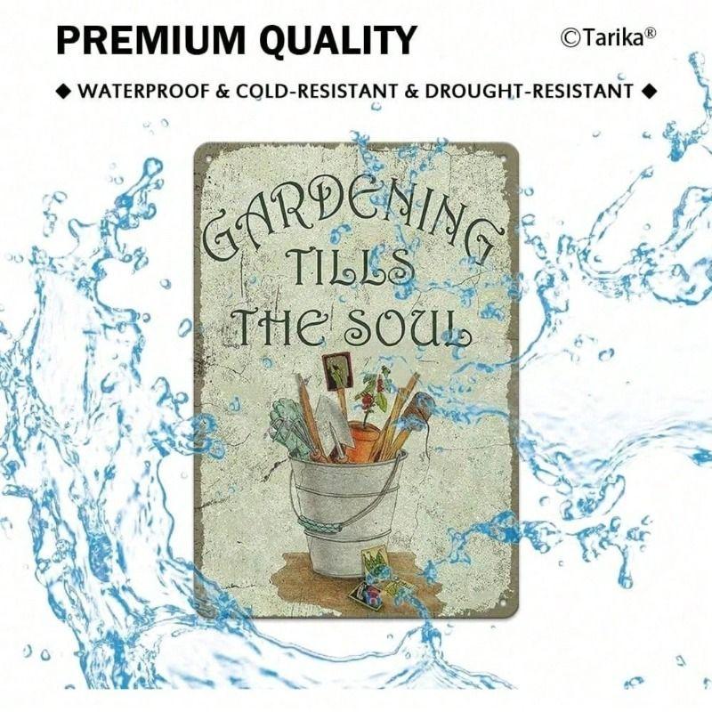 Metal Wall Art, Gardening Retro Vintage 8x12 Inch, Rustic Farmhouse Decor for Home Garden