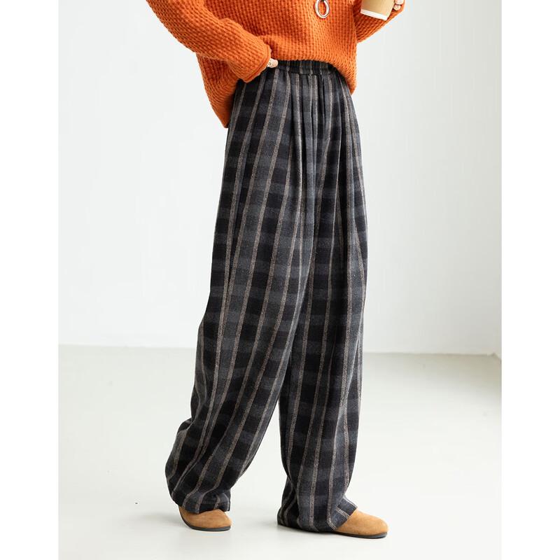 Demana Women s Retro Plaid Winter Casual Pants M