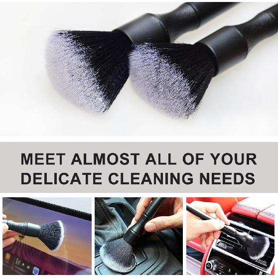 2 Microfiber Detailing Brushes, Car Interior Detailing Brush for Air Vent,Dashboard, Leather,Cleaning Tool Efficient Dust Removal for Car Interior,