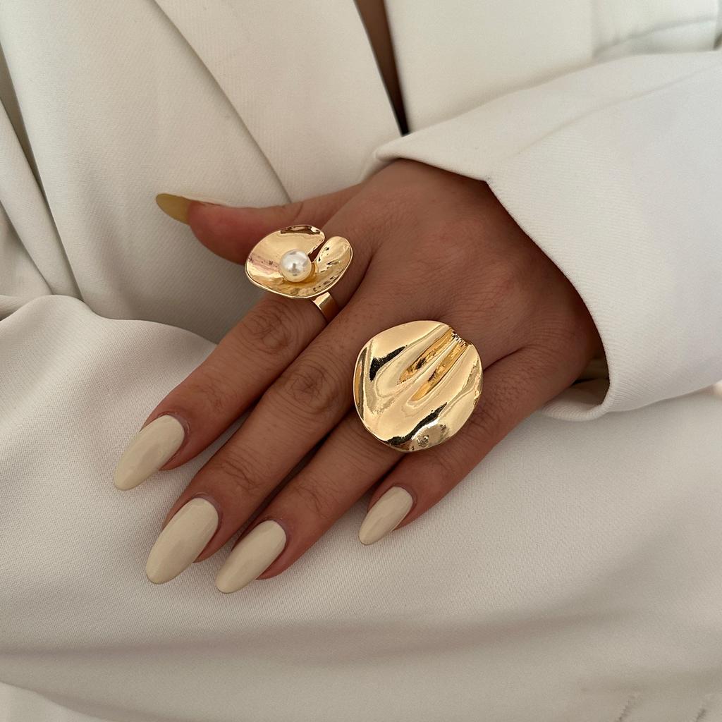 Metal Ring Set, European and American Irregular Jewelry, Female Niche Style, High-end Flower Joint Ring