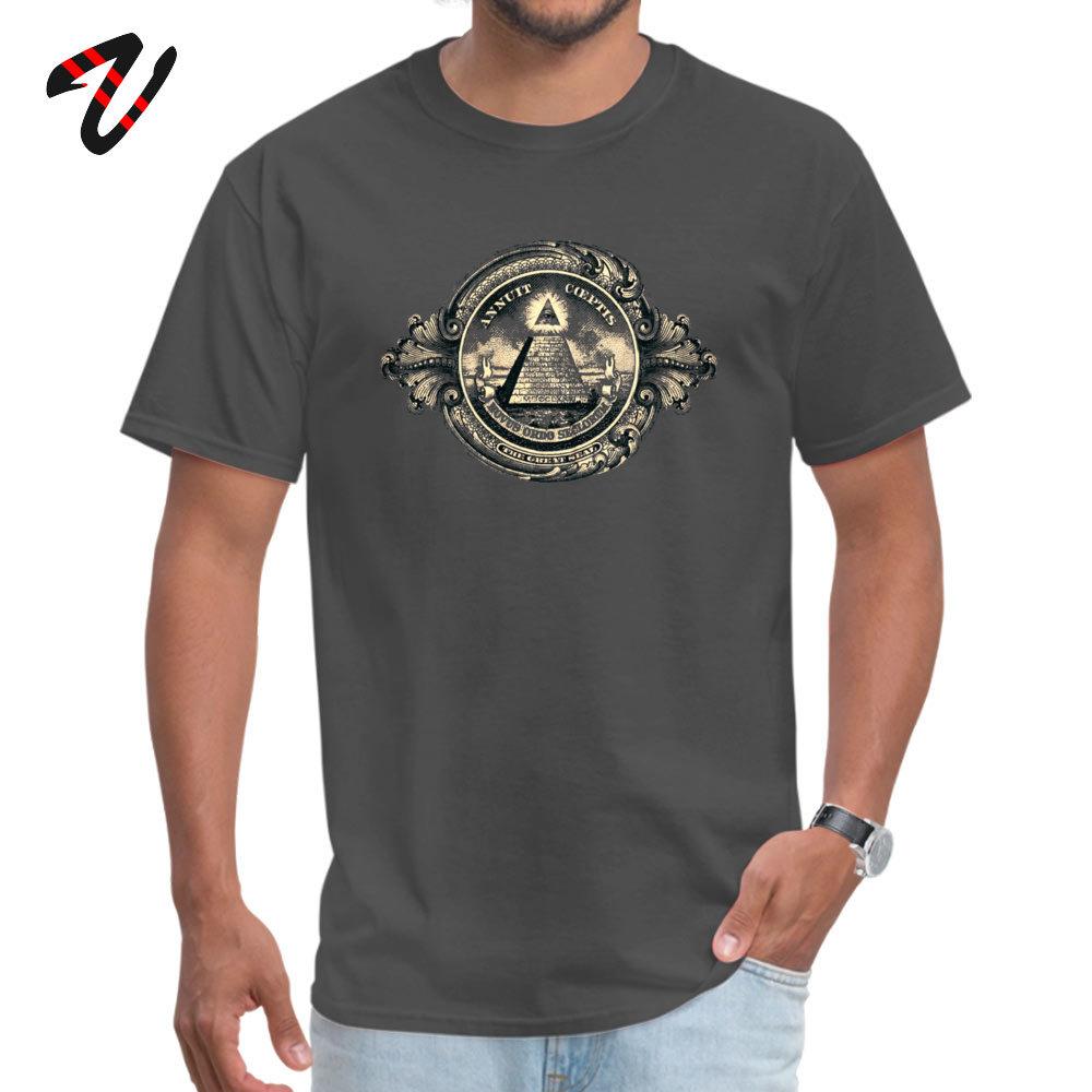 Oberteile Shirt Günstig O-Ausschnitt Individuell Kurzarm Laura Koi Mann T-Shirt Allsehendes Auge Pyramide Dollar Freimaurer Gott Bedrucktes T-Shirt