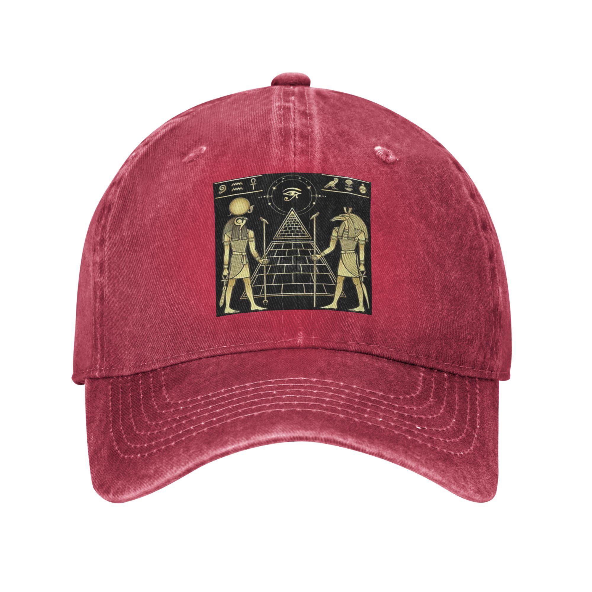 

Egyptian God Ra And Seth Baseball Caps Snapback Washed Denim Hats Casquette Sports Baseball Cowboy Hat for Unisex Women One Size