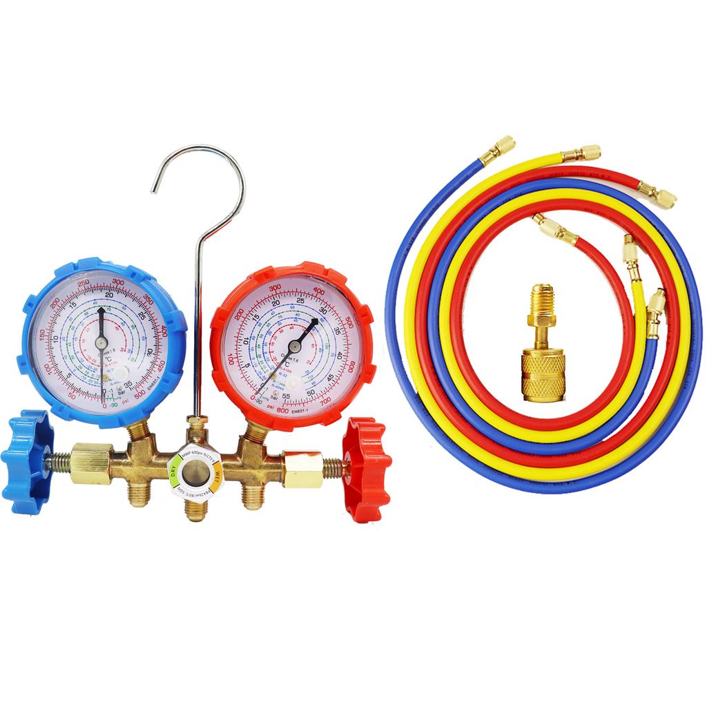 For R410A R134A R32 R404A,Manifold Meter Kit, Instrument Air Conditioner Refrigeration Fluoride Meter Kit, Diagnostic Tool