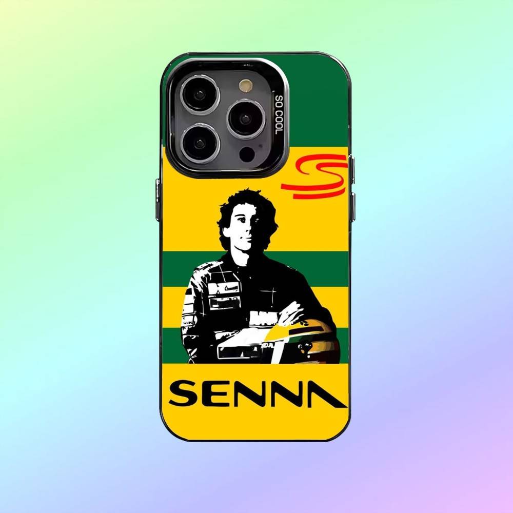 Racing Driver Ayrton S-Senna Phone Case For iPhone17,16,15,14,13,12,11 Plus,Pro Max Colorful Silver Back Phone Case