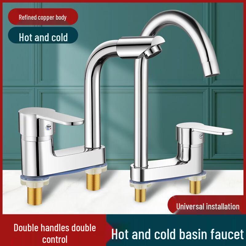 Vintage Double-Handle Kitchen Faucet with Hot & Cold Mixer