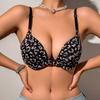 Europäischer und amerikanischer Colorblocking-Leopardenmuster-Druck, vorne geknöpftes gesammelter Damen-Dessous, Spitzenpatchwork, sexy schöner Rückentext