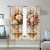 2Pcs Elegant Floral Bouquet Print Polyester Curtains With Rod Pocket – Perfect For Living Room, Bedroom, Office & Kitchen Decor