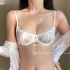 French Coquette Lace Soft Underwire Bra Set, Half Cup Push Up Back Beauty Small Bust Women Lingerie Set