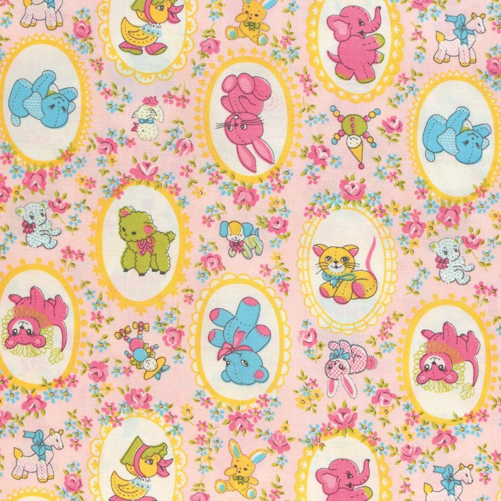 Nippon Chuko Retro Fancy Animal Print 110cm Wide X 5m Cut Fabric, Pink, Approx. (ANIMAL-PI-5M)