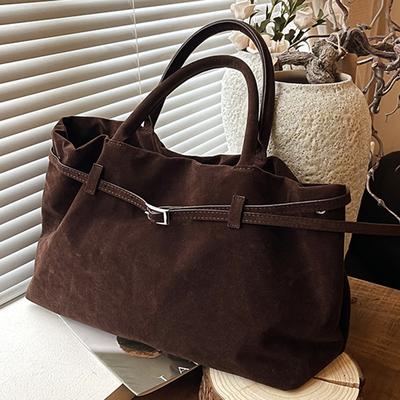 Korean Version of Retro Matte Leather Belt Buckle Tote Bag Women's 2025 Autumn Fashion Large Capacity Commuter Shoulder Armpit Bag