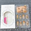 30Pcs Fall Orange Press On Nails Medium Almond Acrylic Fake Nails Polish Painting Autumn Thanksgiving Maple Leaf Pumpkin Glue On Nails Orange French