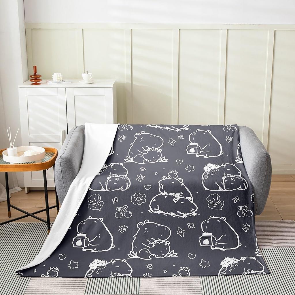Japanese Style Soft Warm BlanketRainbow Butterfly Throw BlanketCherry Blossoms Fleece BlanketInk Painting Style Fuzzy Blanket