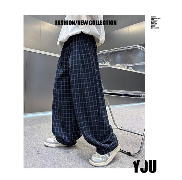 Boys' Summer Checkered Casual Pants 2026 New Style Rascal Handsome Children's Summer Work Pants Middle and Large Children's Casual Pants