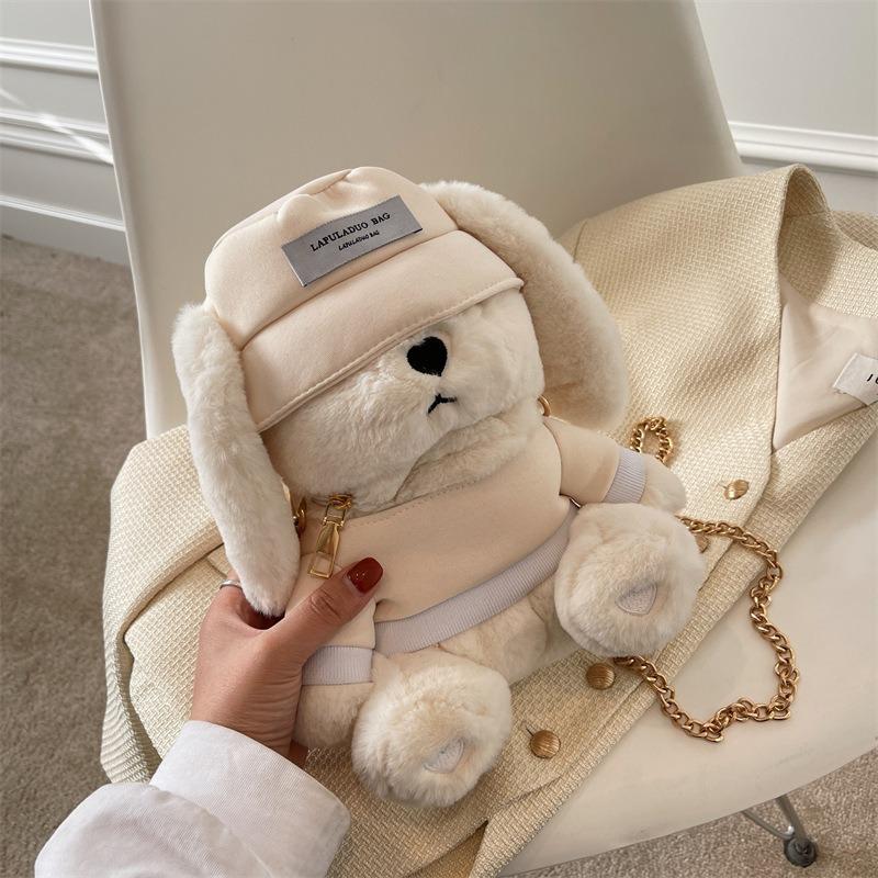 Autumn and winter cute play dead long-eared rabbit blindfolded rabbit Rex rabbit plush rabbit shoulder messenger bag